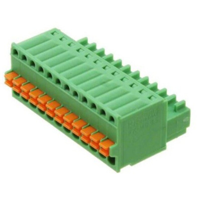 Phoenix Contact 2.5mm Pitch 12 Way Pluggable Terminal Block, Plug, Cable Mount, Spring Cage Termination
