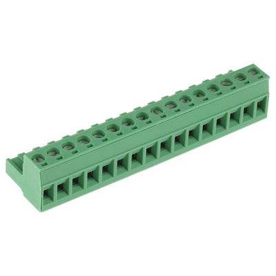 Phoenix Contact 5.08mm Pitch 16 Way Pluggable Terminal Block, Plug, Cable Mount, Screw Termination