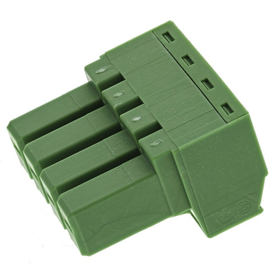 Phoenix Contact 7.62mm Pitch 4 Way Pluggable Terminal Block, Plug, Cable Mount, Screw Down Termination