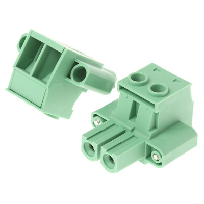 Phoenix Contact 10.16mm Pitch 2 Way Pluggable Terminal Block, Plug, Panel Mount, Screw Down Termination