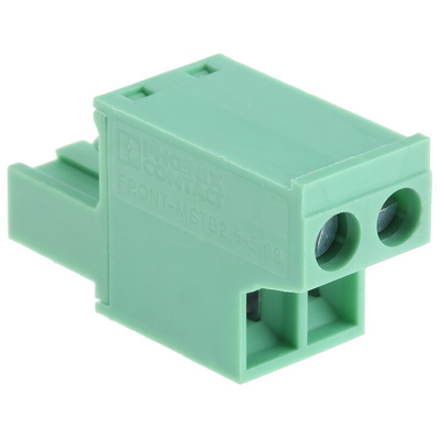 Phoenix Contact 5.08mm Pitch 2 Way Pluggable Terminal Block, Plug, Cable Mount, Screw Termination