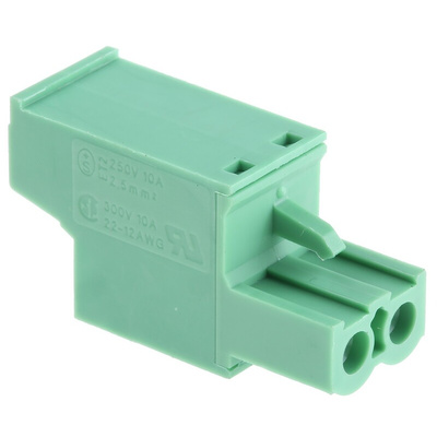Phoenix Contact 5.08mm Pitch 2 Way Pluggable Terminal Block, Plug, Cable Mount, Screw Termination