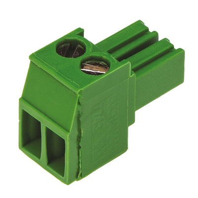 TE Connectivity 3.5mm Pitch 2 Way Right Angle Pluggable Terminal Block, Plug, Cable Mount, Screw Termination