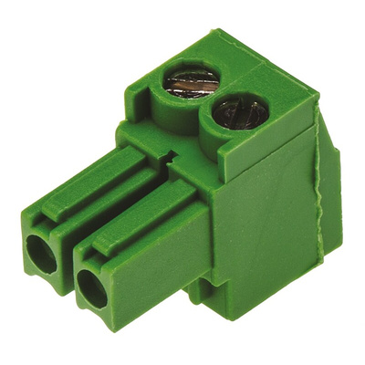 TE Connectivity 3.5mm Pitch 2 Way Right Angle Pluggable Terminal Block, Plug, Cable Mount, Screw Termination