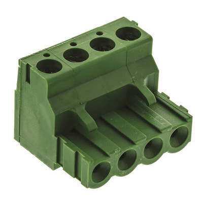 TE Connectivity 5.08mm Pitch 4 Way Right Angle Pluggable Terminal Block, Plug, Cable Mount, Screw Termination
