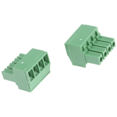 TE Connectivity 3.5mm Pitch 4 Way Right Angle Pluggable Terminal Block, Plug, Cable Mount, Screw Termination