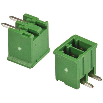 TE Connectivity 3.5mm Pitch 2 Way Right Angle Pluggable Terminal Block, Header, Through Hole, Solder Termination