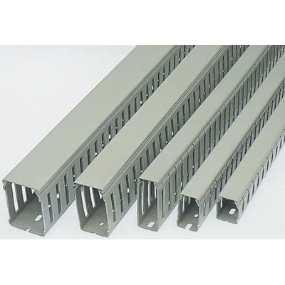 Betaduct Grey Slotted Panel Trunking - Open Slot, W50 mm x D50mm, L1m, PVC