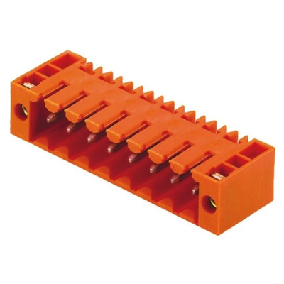 Weidmuller 3.5mm Pitch 4 Way Right Angle Pluggable Terminal Block, Header, Through Hole, Solder Termination