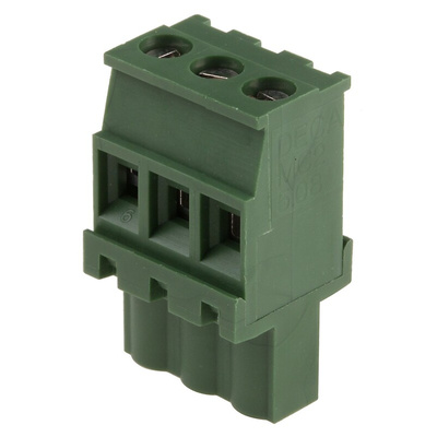 RS PRO 5.08mm Pitch 3 Way Pluggable Terminal Block, Plug, Cable Mount, Screw Termination