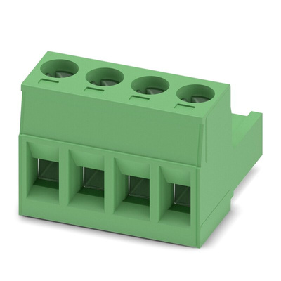 Phoenix Contact 5mm Pitch 4 Way Pluggable Terminal Block, Plug, Plug-In, Screw Termination