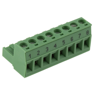 Phoenix Contact 5.08mm Pitch 8 Way Right Angle Pluggable Terminal Block, Plug, Plug-In, Screw Termination