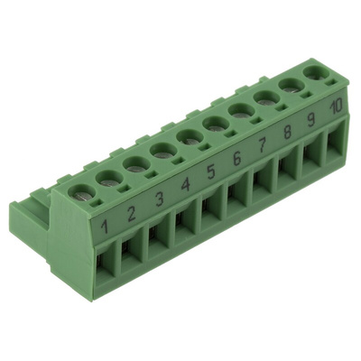 Phoenix Contact 5.08mm Pitch 10 Way Pluggable Terminal Block, Plug, Plug-In, Screw Termination