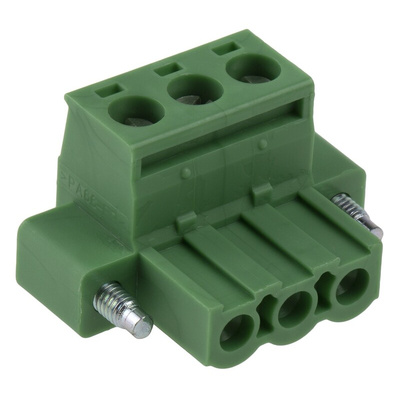 Phoenix Contact 5.08mm Pitch 3 Way Pluggable Terminal Block, Plug, Plug-In, Screw Termination