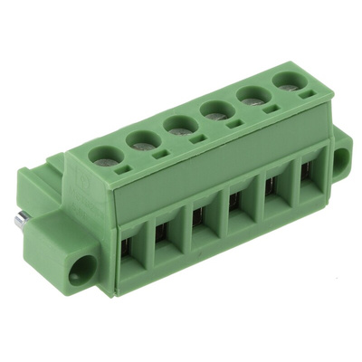 Phoenix Contact 5.08mm Pitch 6 Way Pluggable Terminal Block, Plug, Plug-In, Screw Termination