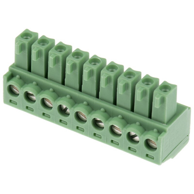 Phoenix Contact 3.81mm Pitch 9 Way Pluggable Terminal Block, Plug, Cable Mount, Screw Termination