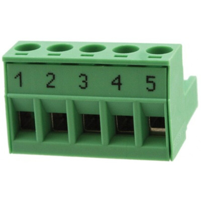 Phoenix Contact 5mm Pitch 5 Way Pluggable Terminal Block, Plug, Plug-In, Screw Termination