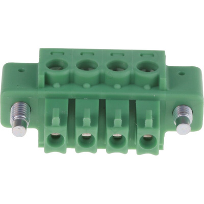 Phoenix Contact 3.81mm Pitch 4 Way Pluggable Terminal Block, Plug, Cable Mount, Screw Termination