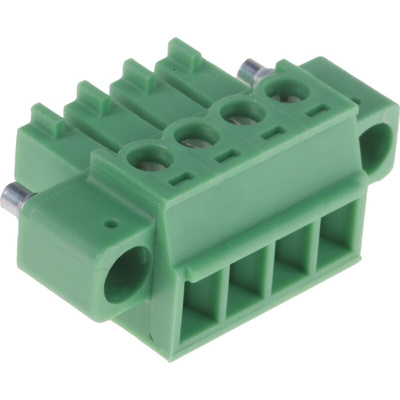 Phoenix Contact 3.81mm Pitch 4 Way Pluggable Terminal Block, Plug, Cable Mount, Screw Termination