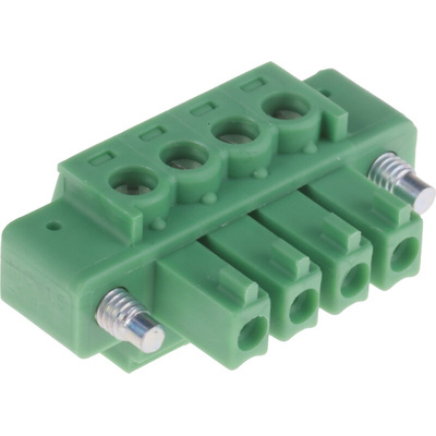 Phoenix Contact 3.81mm Pitch 4 Way Pluggable Terminal Block, Plug, Cable Mount, Screw Termination