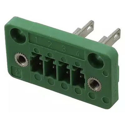 Phoenix Contact 3.81mm Pitch 4 Way Pluggable Terminal Block, Feed Through Header, Panel Mount, Solder/Slip on