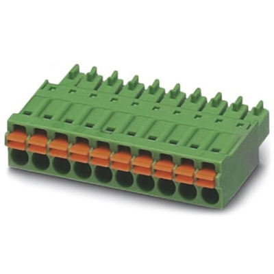 Phoenix Contact 3.5mm Pitch 2 Way Pluggable Terminal Block, Plug, Cable Mount, Spring Cage Termination