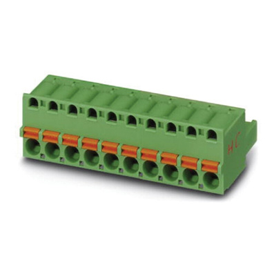 Phoenix Contact 5mm Pitch 10 Way Pluggable Terminal Block, Plug, Spring Cage Termination