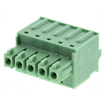 Phoenix Contact 3.81mm Pitch 5 Way Pluggable Terminal Block, Plug, Cable Mount, Spring Cage Termination