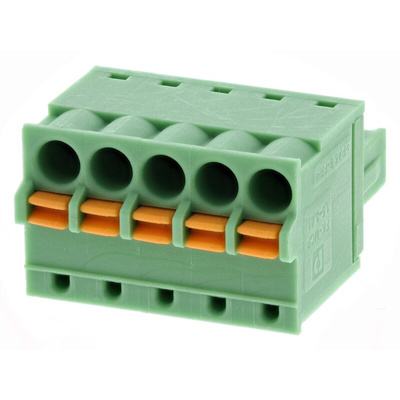 Phoenix Contact 3.81mm Pitch 5 Way Pluggable Terminal Block, Plug, Cable Mount, Spring Cage Termination