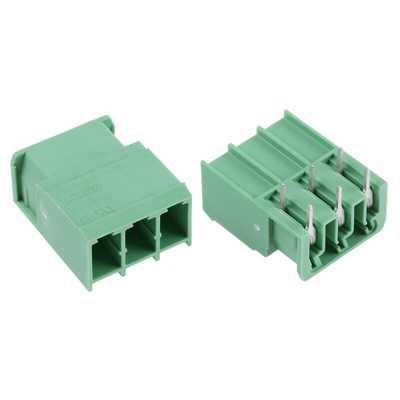 Phoenix Contact 7.62mm Pitch 3 Way Right Angle Pluggable Terminal Block, Header, Solder Termination