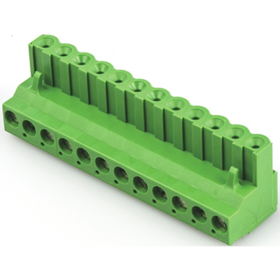 TE Connectivity 5.08mm Pitch 12 Way Pluggable Terminal Block, Plug, Cable Mount, Screw Down Termination