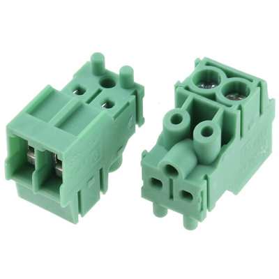 Phoenix Contact 3.5mm Pitch 2 Way Pluggable Terminal Block, Plug, Through Hole, Solder Termination