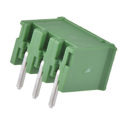 TE Connectivity 3.5mm Pitch 3 Way Right Angle Pluggable Terminal Block, Header, Through Hole, Solder Termination