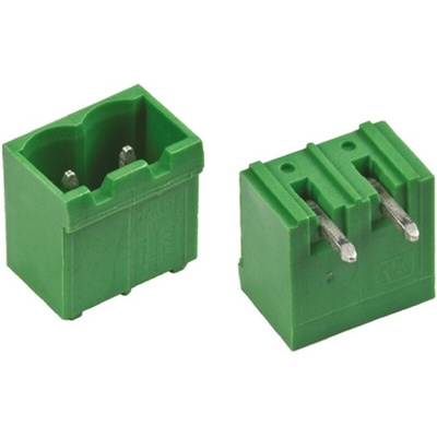 TE Connectivity 5.08mm Pitch 2 Way Right Angle Pluggable Terminal Block, Header, Through Hole, Solder Termination