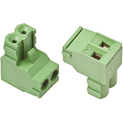 TE Connectivity 5mm Pitch 2 Way Right Angle Pluggable Terminal Block, Plug, Cable Mount, Screw Termination