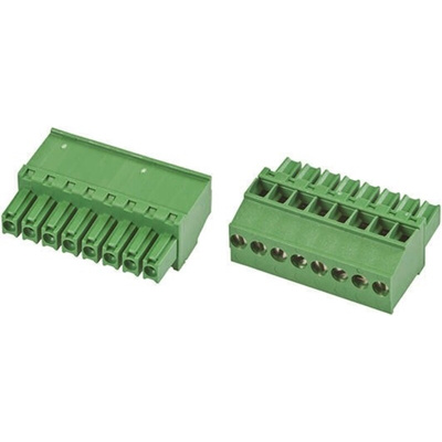 TE Connectivity 3.5mm Pitch 8 Way Pluggable Terminal Block, Plug, Cable Mount, Screw Down Termination