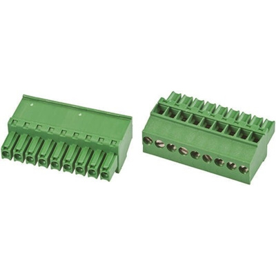 TE Connectivity 3.5mm Pitch 9 Way Pluggable Terminal Block, Plug, Cable Mount, Screw Down Termination