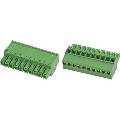 TE Connectivity 3.5mm Pitch 10 Way Pluggable Terminal Block, Plug, Cable Mount, Screw Down Termination