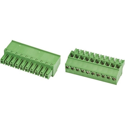 TE Connectivity 3.81mm Pitch 10 Way Pluggable Terminal Block, Plug, Cable Mount, Screw Down Termination