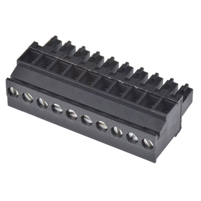 Weidmuller 3.81mm Pitch 10 Way Right Angle Pluggable Terminal Block, Plug, Cable Mount, Screw Termination
