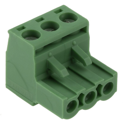 Phoenix Contact 5.08mm Pitch 3 Way Pluggable Terminal Block, Plug, Plug-In, Screw Termination