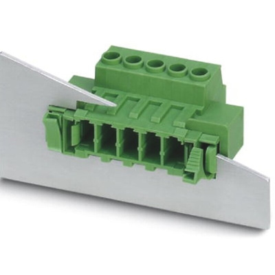 Phoenix Contact 7.62mm Pitch 4 Way Pluggable Terminal Block, Feed Through Plug, Cable Mount, Panel Mount, Screw