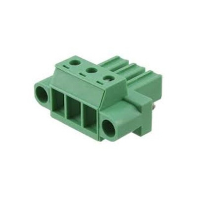 Phoenix Contact 7.62mm Pitch 3 Way Pluggable Terminal Block, Plug, Plug-In, Screw Termination