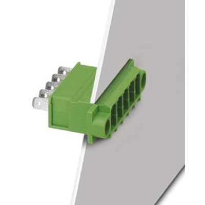 Phoenix Contact 7.62mm Pitch 4 Way Pluggable Terminal Block, Feed Through Header, Panel Mount, Spade Termination