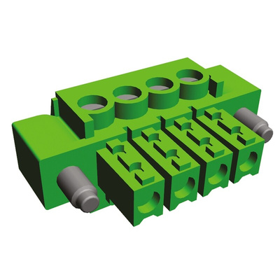 TE Connectivity 3.81mm Pitch 4 Way Pluggable Terminal Block, Plug, Panel Mount, Solder Termination