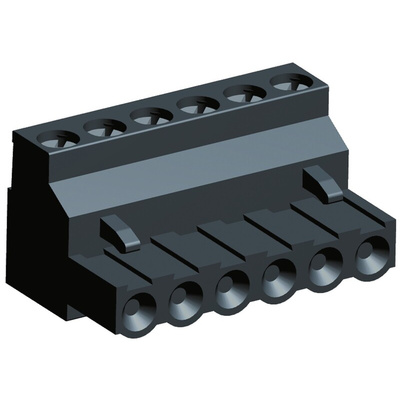 TE Connectivity 5.08mm Pitch 6 Way Pluggable Terminal Block, Plug, Through Hole, Screw Termination