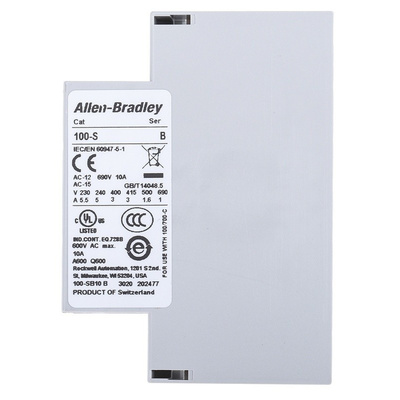 Allen Bradley Auxiliary Contact - 1NO, 1 Contact, Side Mount, 10 A