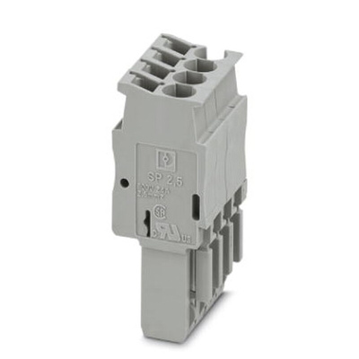 Phoenix Contact 20.8mm Pitch 4 Way Pluggable Terminal Block, Plug, Spring Clamp Termination