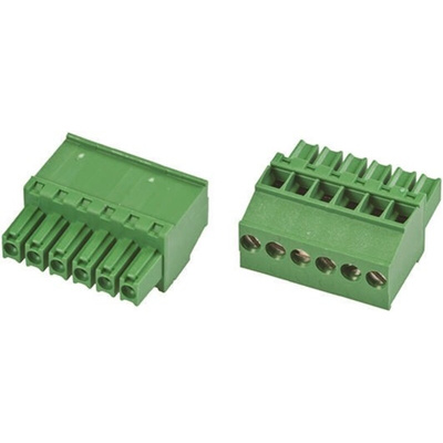TE Connectivity 3.5mm Pitch 6 Way Pluggable Terminal Block, Plug, Cable Mount, Screw Down Termination