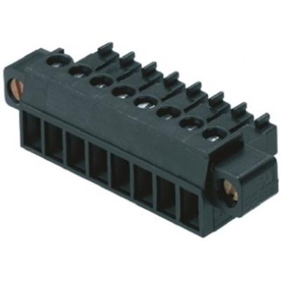 Weidmuller 3.81mm Pitch 8 Way Pluggable Terminal Block, Plug, Cable Mount, Screw Termination
